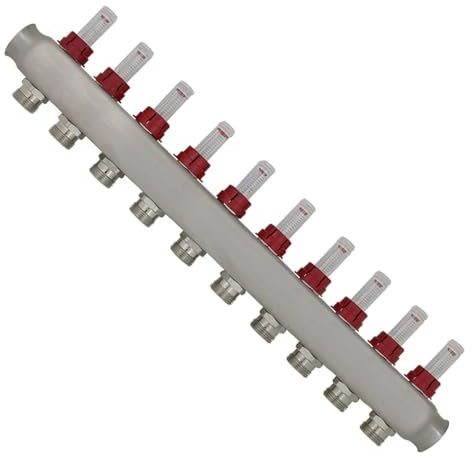Collettore riscaldamento acqua a pavimento 2 3 4 5 6 7 8 9 10 11 12 vie con regolatore flussometro collettore ufh for tubo multistrato pex (Size : 11 port)