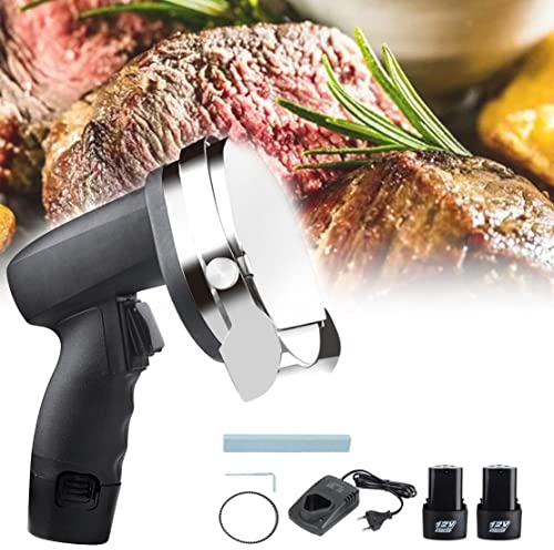 MLUENF Couteau à Kebab électrique Shawarma Doner 80 W, trancheuse à Kebab électrique Commerciale portative, Couteaux à découper électriques Portables Kebab s, épaisseur réglable 0-8 mm, Noir sans Fil