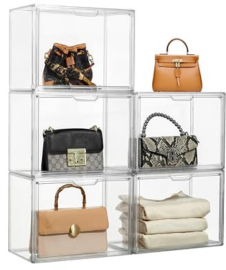 ZLLZUU Purse Organizer for Closet, X-Large Acrylic Display Case 5 Pack