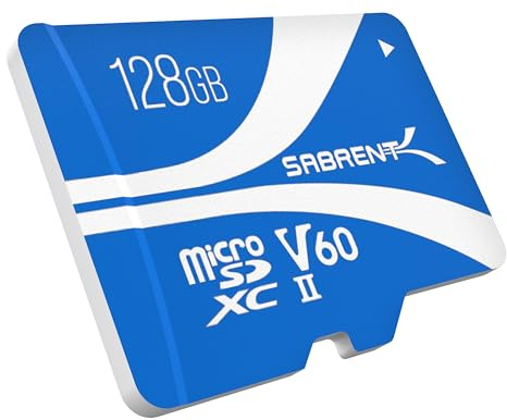 SABRENT Scheda Micro SD 128GB Rocket V60 | Memoria microSDXC Card UHS-II | Video 8K, A1 (SD-MT60-128GB)