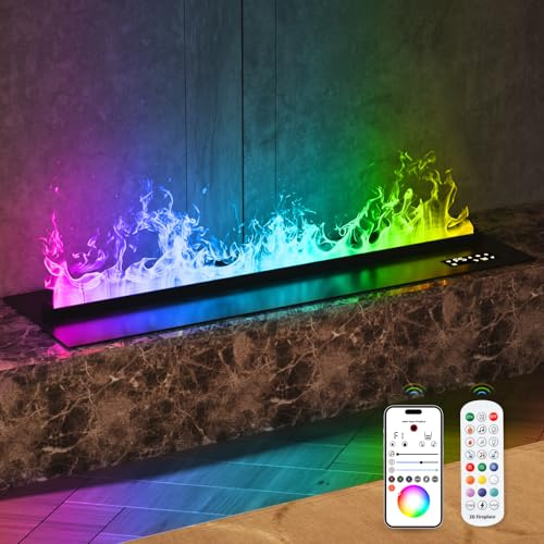 Mexhom Wasserdampf-Kamin, automatische + manuelle Befüllung, eingebauter elektrischer Kamin, mehrfarbiger 3D-Flammeneffekt, APP-Fernbedienung [200cm] heizt Nicht