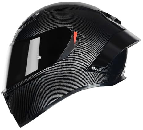 Kohlefaser Ganzjahres-Karthelm mit abnehmbarem Innenfutter Sctoop Klarer Spiegel Vollvisierhelm für Motorradhelm für Frauen Standard-Motorrad-Motocross-Helme Unisex Mode