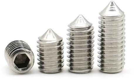 Generisch 2~50 Stück M3 M4 M5 M6 M8 M10 M12 304 A2 Edelstahl Sechskant Innensechskant Innensechskant Kopf Kegelende Madenschraube Kegelpunkt-Stellschraube(16mm,M4-30pcs)