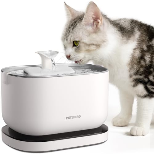 PETLIBRO Cat Water Fountain, Cordless Pet Water Fountain Battery Operated, 2.5L/84oz Dockstream Water Fountains for Cats Indoor, Cat Fountain with Stainless Steel Tray, Easy to Clean BPA-Free