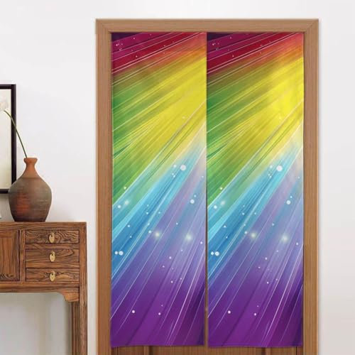LRHCNZDCP Verdunkelungsvorhang mit Regenbogen-Motiv, bunt, gestreift, 2 Paneele, moderner Stoff, für Tür und Fenster