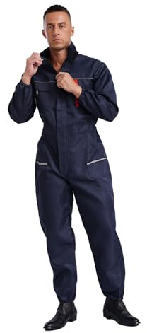 inhzoy Tuta da Lavoro Uomo Multitasche Abbigliamento da Lavoro Elastica in Vita Overalls Jumpsuit Uniformi da Meccanico Tute Officina Meccanica Agricoltura