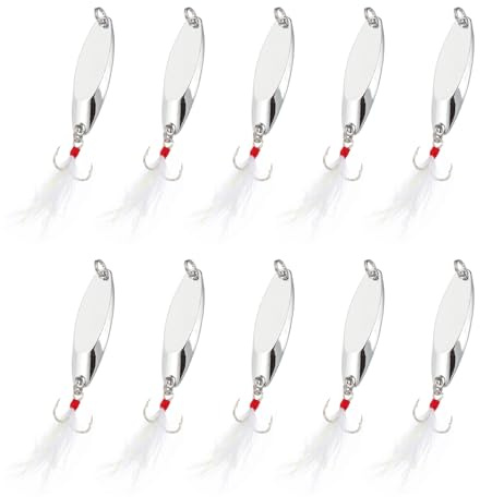 PATIKIL 10 Pezzi Cucchiaini Da Pesca 3/8 Oz Cucchiaini Jig Tonalità Argento