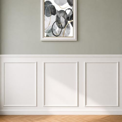Juego de 3 paneles de moldura de pared para despegar y pegar, paneles de revestimiento precortados, 61 x 81 cm