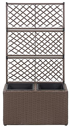 Bancal alto con enrejado de polirratán y plástico, 58 × 30 × 107 cm, ideal para pequeños jardines y balcones, duradero y fácil de limpiar