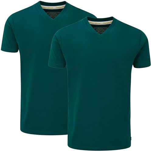 Charles Wilson Paquete 2 Camisetas Cuello Pico Lisas (L, Deep Teal (1024))