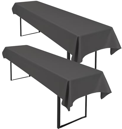 2 Stück Dunkelgrau Biertisch Tischdecke 250 x 100cm Wasserfester Polyester Glattgewebtes Biertischtuch Innen und Außen Universelles Tischtuch Fleckenfest Einfach zu Reinigen