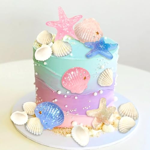LaVenty Beach Shells Cake Decor Under the Sea Ocean Birthday Decorations
