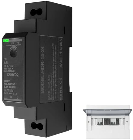 Switching Power Supply HDR 15W 24V 0.63A Ring Transformer Din Rail black | for industrial enclosure case dinrail automation equipment hdr universal for ring door bell system and more ac100v-240v