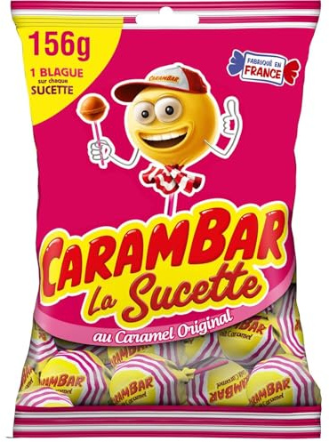 CARAMBAR – Sucettes Fondantes au Goût Caramel, Plaisir Gourmand à Partager (Sachet 156g) - Le Lot De 4