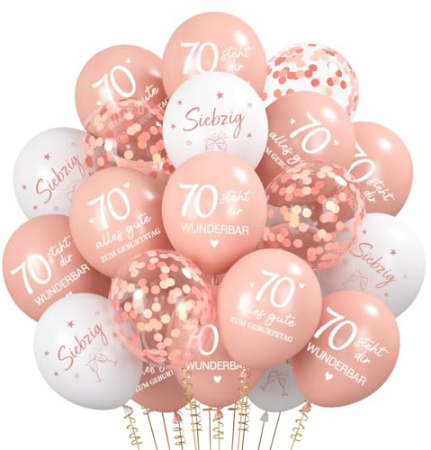 70. Geburtstag Frauen deko, 30 Stück Luftballons 70 Jahre Rosegold, 70. Geburtstag Deko Frauen, 70er Geburtstagdeko Set, Alles Gute zum Geburtstag Ballons, Party Deko Supplies, 70th Birthday Deko