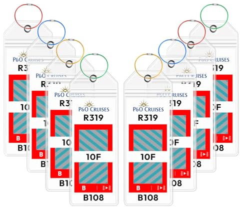 8-Pack P&O Cruise Luggage Tag Holder, Waterproof Clear Tags 2025-2026 for P&O All Cruise Lines, Durable Cruise Ship Essentials with Steel Loops & Zip Sea