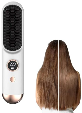 Go Brush Pro Spazzola Per Lisciare I Capelli Senza Fili, Pettine Per Lisciare I Capelli Riscaldato In Ceramica Senza Fili, Cordoni Portatili Da 35 W A Riscaldamento Rapido A 9 Livelli