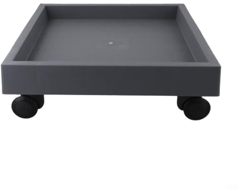 Glewi Supports de pot de fleurs carrés, avec roulettes, soucoupe carrée pour plantes en pot mobile, brouette pour pot de fleurs, pour plantes en pot d'extérieur (intérieur 27 cm)