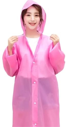 Poncho impermeable grueso for mujer, 10 unidades, ligero, portátil, reutilizable, for viaje, for motociclista Para Senderismo(Pink)