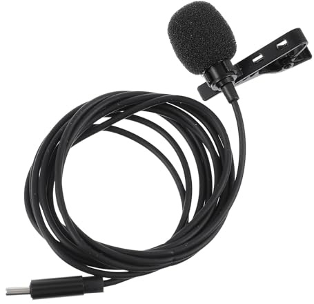 GALPADA Micrófono de Solapa USB Tipo C Clip Lavalier, Condensador Omnidireccional 360 Grados, Material TPE y Hierro, Diseño Antiviento para Grabación Móvil
