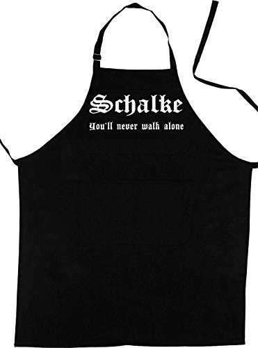 ShirtShop-Saar Schalke - You'll never walk alone; Schürze (Latzschürze - Grillen, Kochen, Berufsbekleidung, Kochschürze), schwarz