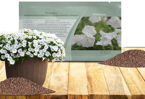 Outsidepride White Petunia Grandiflora Seeds - 250 Pcs. Annual, Compact & Versatile Flower Seeds for Planting Low Growing Vibrant Blooms for Garden Beds, Hanging Baskets & Container Displays