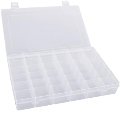 ROSENICE Scatola Portaoggetti Trasparente in Plastica Rigida 36 Scomparti Regolabili Organizer Gioielli Portatile Contenitore Per Orecchini Anelli E Piccoli Accessori Casa