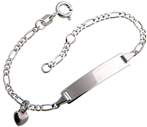 Silberketten-Store Baby- & Kinder ID Armband mit Herz-Anhänger inkl. Gravur & Geschenksäckchen I aus 925 Silber I nickelfrei & allergiker-geeignet I 10 verschiedene Schriftarten