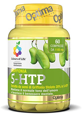 Colours Of Life - Griffonia 5-HTP - Integratore di Semi di Griffonia - Mantiene il Normale Tono dell'Umore e Favorisce il Benessere Mentale - Senza Glutine e Vegano, 60 Compresse