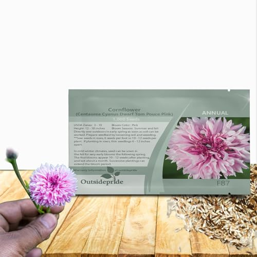 Outsidepride Dwarf Pink Cornflower Seeds for Planting - 1000 Pcs. Annual Bachelor's Button Flower Seeds for Cut Flower Gardens, Drought-Tolerant, Attracts Pollinators, Ideal for Borders & Bouquets