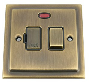 Switched Fused Spur Switch w/Neon Indicator 13 Amp - Victorian - Antique Brass