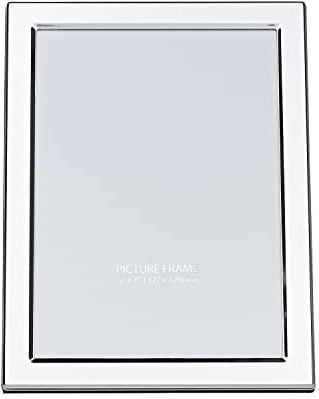 Haysom Interiors Quality Modern Silver Plated Contemporary 5 x 7 Single Picture Photo Frame Landscape or Portrait for Table - Black Velvet Backing by Happy Homewares