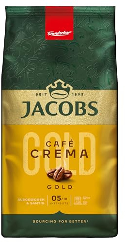 Jacobs Kaffeebohnen Café Crema Gold, vollmundig & fruchtig, geröstet in Bremen, Intensität 5/10, Kaffee ganze Bohnen, 1 kg