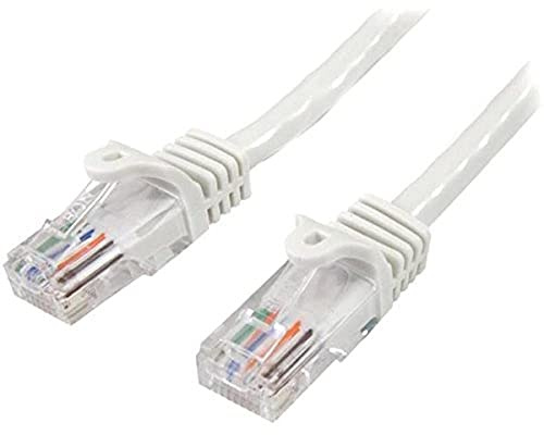 StarTech 10m Cat5e Snagless Ethernet Cable, PoE, White (45PAT10MWH) | Gold-plated RJ45, Patch Cable, Ethernet Cord, Connectors, Long, UTP, 5Gbps speeds, 24AWG copper