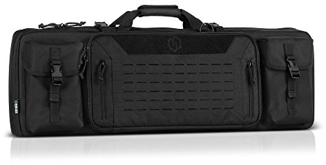 Savior Equipment Urban Warfare Tactical Double Long Gun Bag Case Backpack w/Pistol Handgun Case,36 Inch Obsidian Black
