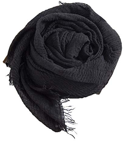 YONKOUNY Bufanda de Algodón y Lino Mujer Cálido Elegante Pañuelos Fular Color Sólido Chal Señora Calentador de Cuello para Autunno Inverno (negro)