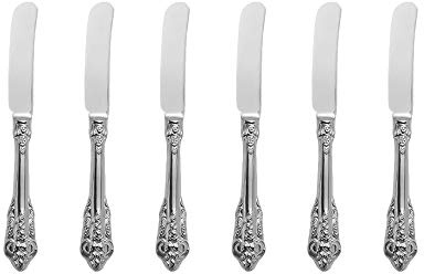 ZFQ Silber Besteck-Set Barock, Antik Look, aus 18/10 Edelstahl Spiegelpolierte, ideal für Haus, Küche, Restaurant, Hochzeit, Partys, Nachmittagstee, Buttermesser 6-teiliges, Länge 17cm