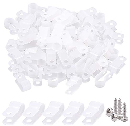 Glarks Lot de 60 colliers de serrage en nylon blanc de 1,6 cm avec 60 vis pour fil, câble, conduit et conduit de câble (blanc)