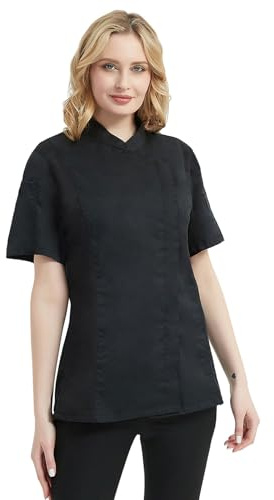 TOPTIE Women's Chef Coat Short Sleeve Chef Jacket