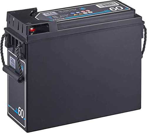 ECTIVE Gel Slim Batterie DC60-12V, 60Ah, zyklenfest, wartungsfrei, auslaufsicher - Deep Cycle VRLA Versorgungsbatterie, Solarbatterie, Bootsbatterie, Aufbaubatterie für Wohnwagen, Camper