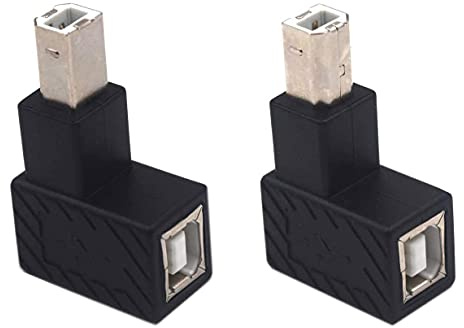 Traovien 90 Degree USB B Printer Adapter, 2 Pack USB 2.0 Type-B Male to Female Up and Down Angle Printing and Data Extension Adapter for Printer Scanner HDD (UP&Down)