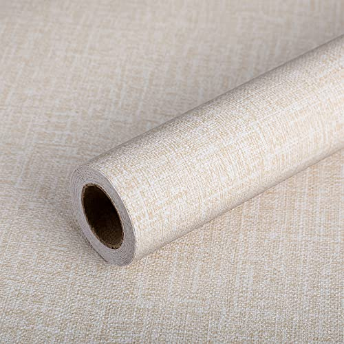Nuanchu Carta da Parati con Struttura Lino Grasscloth Finto Sfondo di Bastone Sbucciare Carta da Parati Autoadesiva Rimovibile Peel-Stick per Decorazione Hotel Soggiorno Camera (Beige)