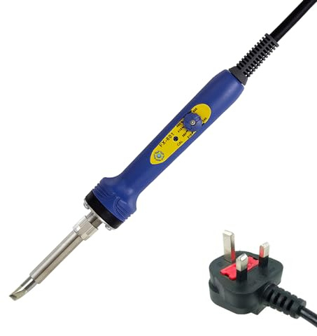 Hakko FX601 Portable Soldering Iron - Dial Temperature Control 240 to 540C 46W - Interchangeable Tip - Ideal for Electronics Soldering, Stained Glass Soldering, High Power Soldering 230V UK Plug