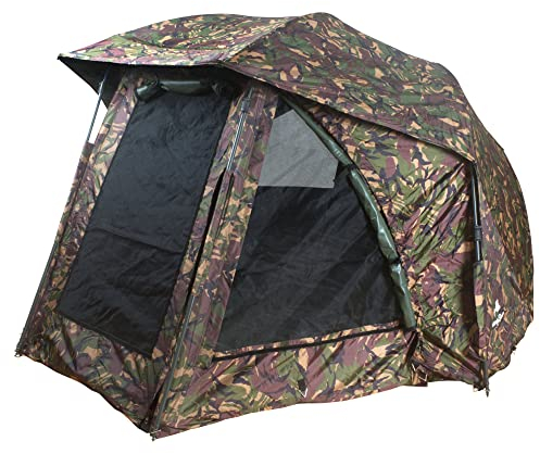 CampFeuer Karpfenzelt Blizzard für 1-2 Personen | 2000 mm Wassersäule, 2,42 x 2,42 x 1,32 m | Angelzelt für Outdoor und Camping | Schirmzelt, Outdoorzelt, Fischerzelt | Angel Zelt, Trekkingzelt