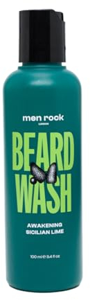 Men Rock Belebendes Bartshampoo mit Sizilianischer Limette und Koffein: Stimuliert Haarwachstum, Feuchtigkeitsspendend und Weichmachend, Beruhigt Juckreiz, 100 ml