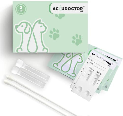 2 Test Accudoctor Katzen Feline Calicivirus FCV Ag + Feline Herpesvirus FHV-1 Ag Haustiere Tierarzt Gesundheit Cat Pet Rapid Katze Schnelltest Home Test gegen Katzenschnupfen mittel kit durchfall
