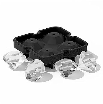 4 Diamanten Silikonform für Eiswürfel & Backen - Dekoration, Halloween, Karneval & Motto-Party (1 Form)
