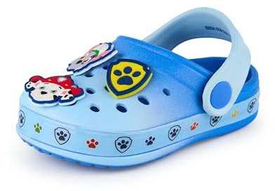 Paw Patrol Zuecos Boys | Calzado Infantil sin Cordones con adorables Colgantes de Cachorro en Azul | Sandalias Tipo Chanclas Chase Marshall Rubble para Interior y Exterior con Correa Ajustable