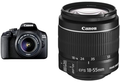 Canon EOS 2000D Spiegelreflexkamera - mit Objektiv EF-S 18-55 F3.5-5.6 III & EF-S 18-55mm F3.5-5.6 is II Universalzoom-Objektiv (58mm Filtergewinde) schwarz