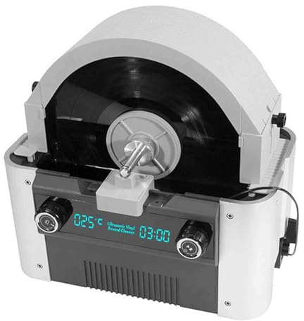 Ultrasonic Vinyl Record Cleaner, 49 kHz Ultrasonic Vinyl Record Cleaning Machine with Auto Drying, 10 Records Vinyl Sonic Cleaner Stainless Steel Tank w/Mechanical Heater & Timer